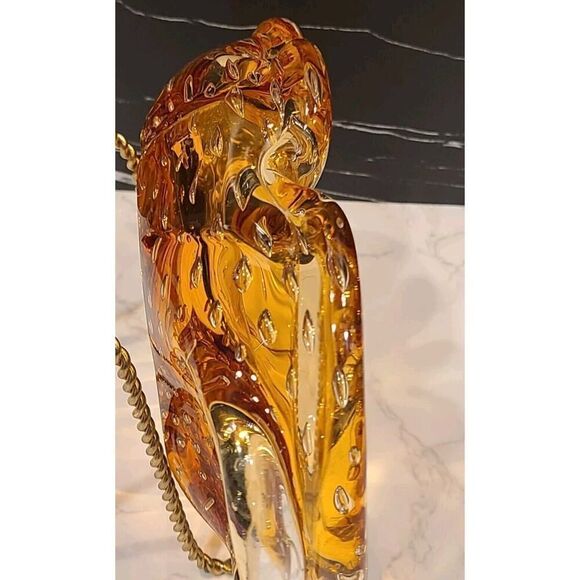 MURANO Bullicante Controlled Bubble Bowl, Amber Hand Blown Glass Décor 8"x6" EUC - Picture 15 of 15